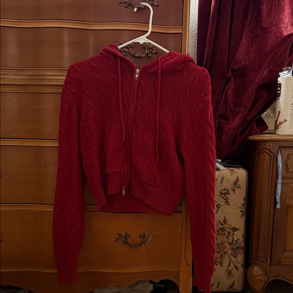 Brandy Melville Red Cable Knit Sweater